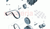 Alternator connecting and mounting parts for alternator Poly-V-belt tensioning lev…