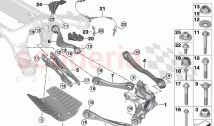 Rear axle support wheel suspension