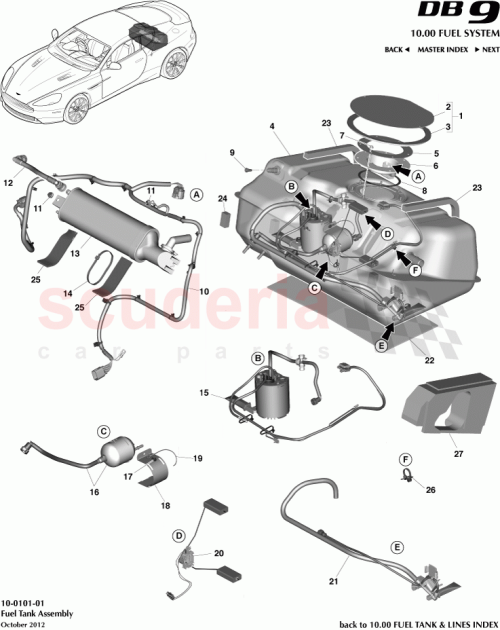 Part Diagram for Aston Martin DG33-9155-AB