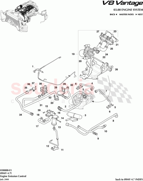 Part Diagram for Aston Martin 6G33-9B448-AB
