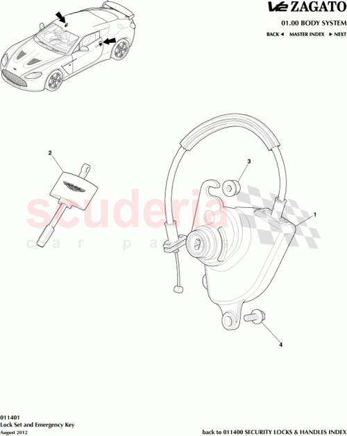 Part Diagram for Aston Martin 8D33-654024-AA/B