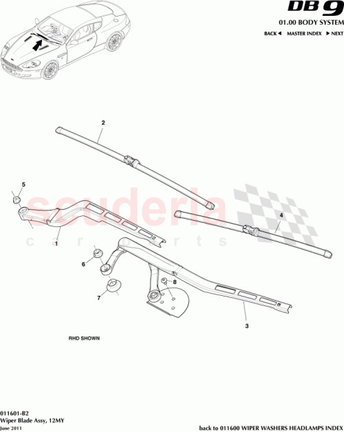 Part Diagram for Aston Martin 4G43-17D559-BA