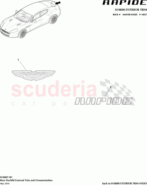 Part Diagram for Aston Martin AD43-001B40-BA