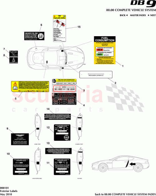 Part Diagram for Aston Martin 4G43-69014-BD