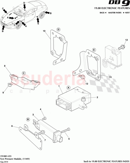 Part Diagram for Aston Martin AD43-1A166-AA