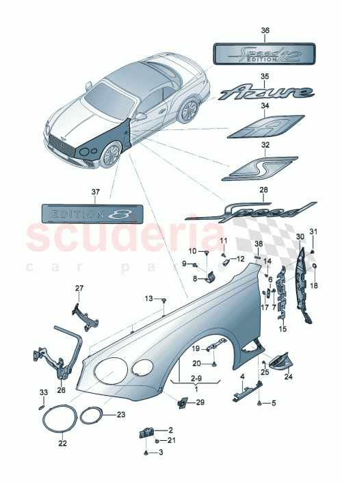 Part Diagram for Bentley 3SD871157A