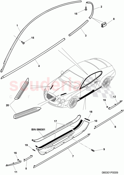 Part Diagram for Bentley 3W8807959C
