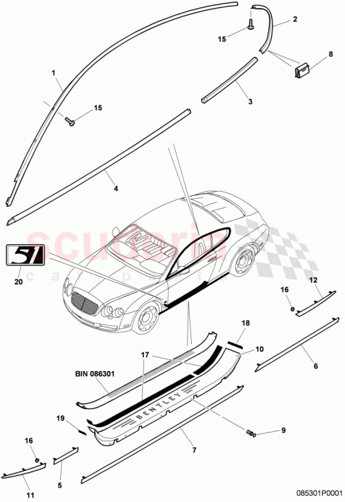Part Diagram for Bentley 3W0807812