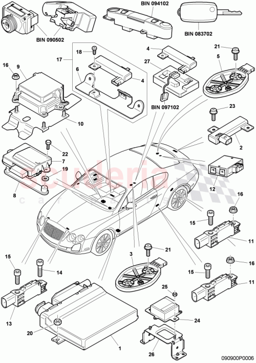 Part Diagram for Bentley 3W3907680B