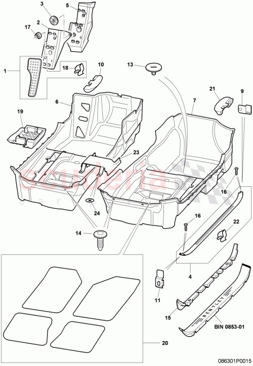 Part Diagram for Bentley 3W1863704AF