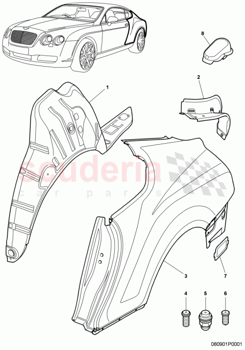 Part Diagram for Bentley 3W8809409C