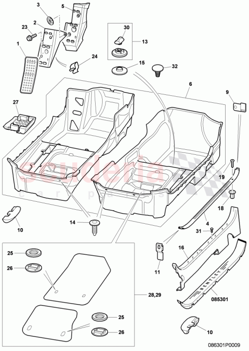 Part Diagram for Bentley 3W3863381D