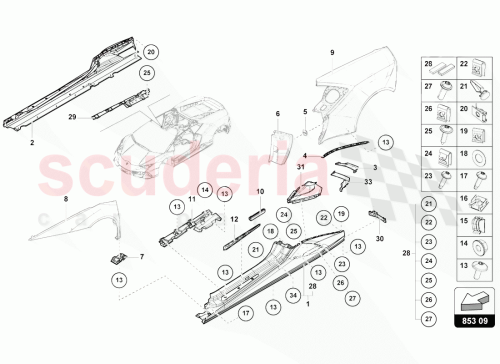 Part Diagram for Lamborghini 4T0853654CGRU