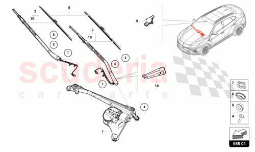 Part Diagram for Lamborghini 4M8955408A1P9