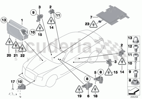 Part Diagram for Rolls Royce 65 77 9159314